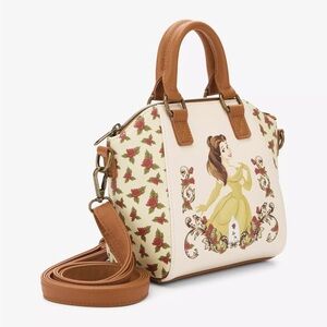 Disney Loungefly Beauty And The Beast Belle Floral Mini Satchel Crossbody Bag